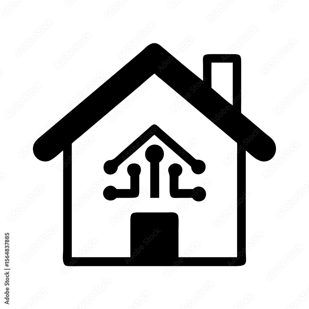 Poster smart home automation system icon digital house technology iot control network connection device fut