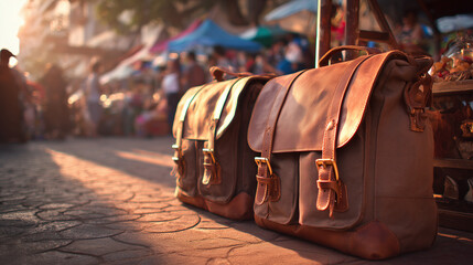Organize in Style with a Hand Stitched Leather Strap Rack Featuring Canvas Messenger Bag Integration