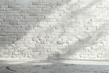 Modern white brick wall under the rays of the sun. Realistic photo style textured background.