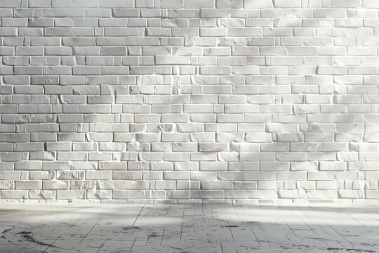Fototapeta Modern white brick wall under the rays of the sun. Realistic photo style textured background.