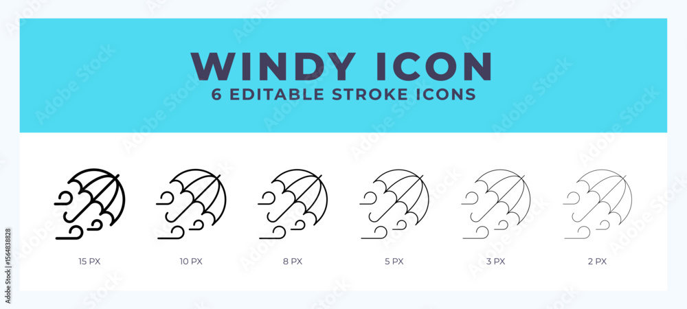 Poster windy icon in thin line. bold line. regular line. editable stroke.