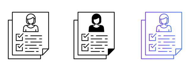 Curriculum Vitae Icon – Line, Glyph & Gradient Style