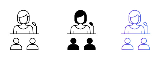 Conference Icon – Line, Glyph & Gradient Style