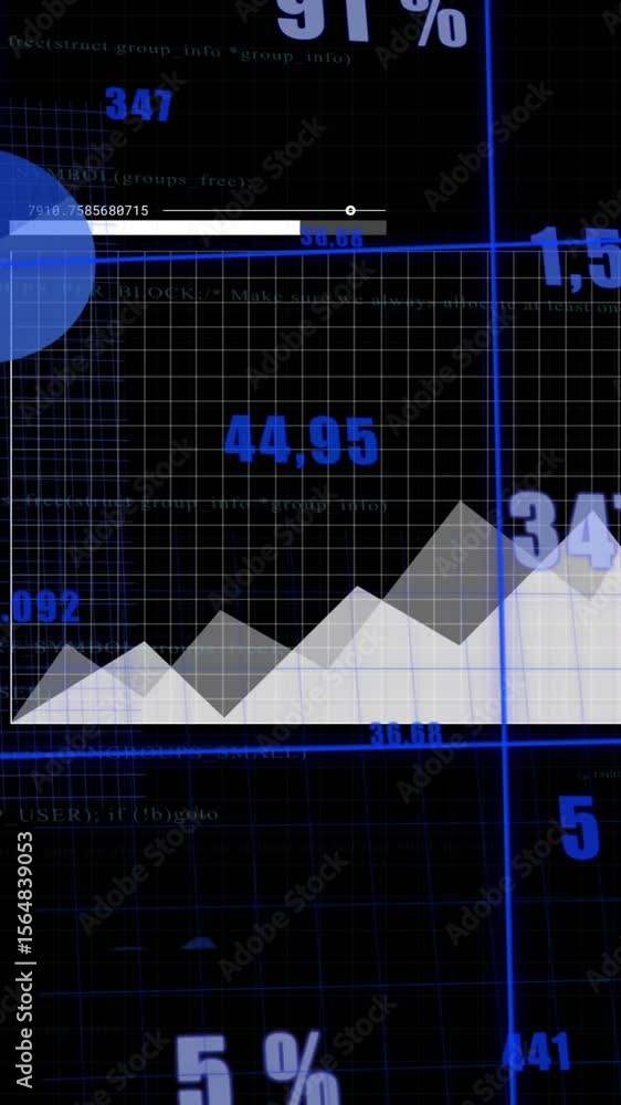 Poster Animation of statistical data processing over grid network on black background