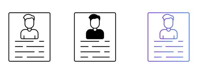 Biodata Icon – Line, Glyph & Gradient Style