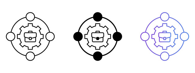 Business Management Icon – Line, Glyph & Gradient Style