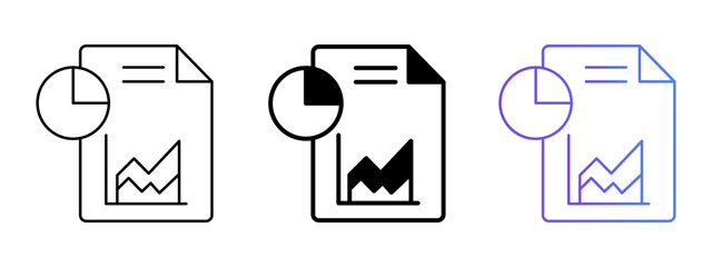 Analytical Report Icon – Line, Glyph & Gradient Style