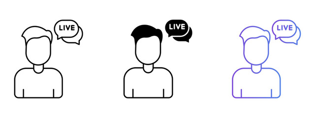 Business Chat Icon – Line, Glyph & Gradient Style


