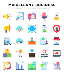 Vector icons set of Miscellany Business. Flat style Icons.