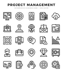 Project Management icons set for website and mobile site and apps.