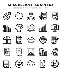 Set of Miscellany Business Icons. Simple Lineal art style icons pack.