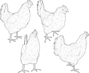 silhouette vector illustration of animal design of laying hen with beak in farm for meat stock