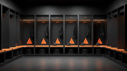 Premium sports locker with neon-orange cones inside, designed for organized and efficient athletic gear storage