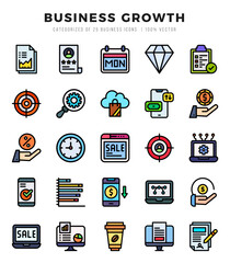 Business Growth Lineal Color icons collection. 25 icon set. Vector illustration.