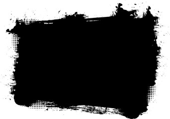 black ink brush painting banner label panel artistic graphic element