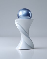 White smart bin topped with blue sphere high resolution picture