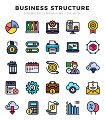 Business Structure icons set. Collection of simple Lineal Color web icons.