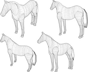 silhouette vector illustration design of farm animal horse for pet riding