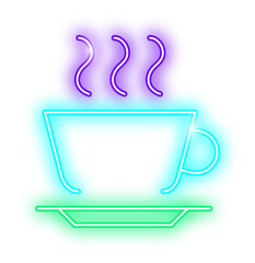 Neon sign cafe cup icon