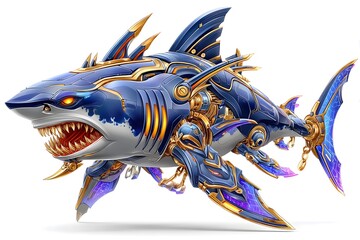 Mechanical sea predator with sharp teeth high resolution photo