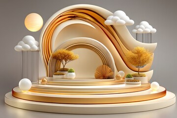 Minimalist 3d product platform design high resolution photo