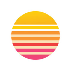 80s Retro Sunset Icon with Soft Color Blends