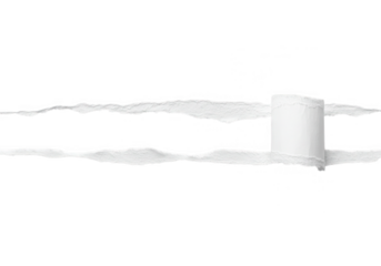 A sheet of torn and ripped red paper with a curled edge isolated on transparent background