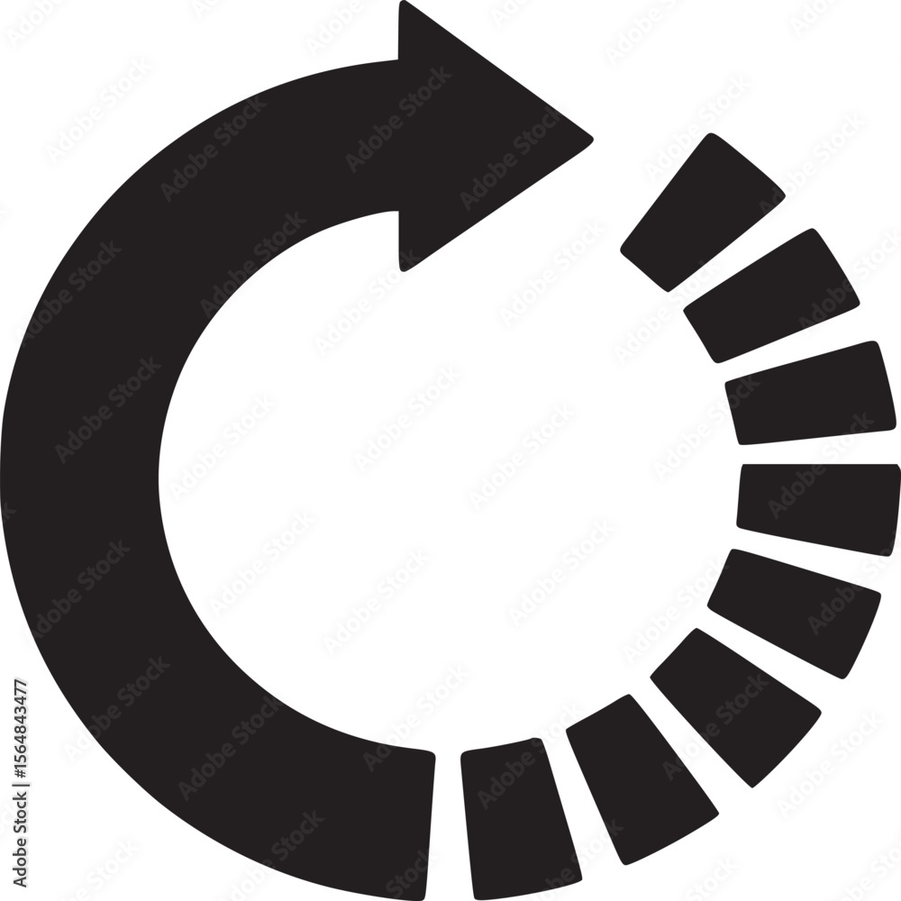 Poster Black circular arrow loading progress icon vector illustration graphic design element for ui ux design on transparent background