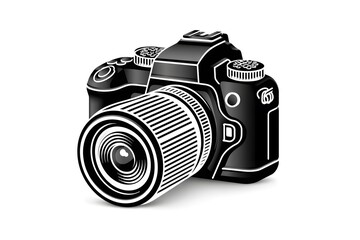 Minimalist outline camera drawing illustration high resolution photo