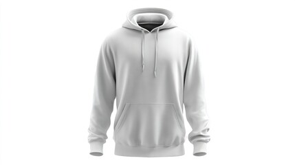A blank white hoodie displayed against a plain background. High quality