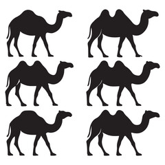 Silhouette Camel Vector Set – One and Two Hump Desert Animal Icons
