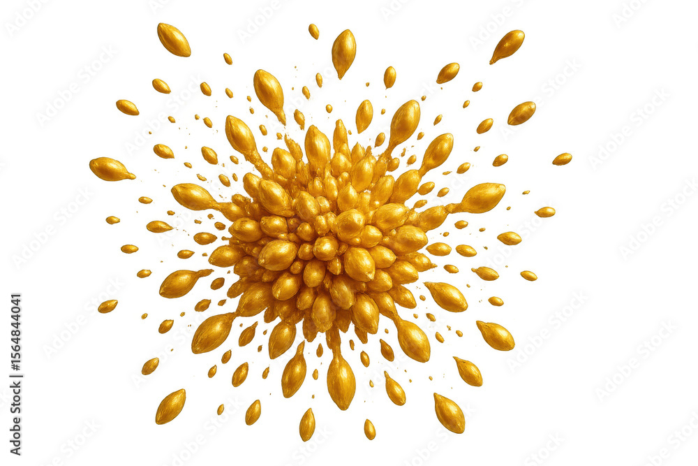 Aufkleber golden particles exploding from the center creating an abstract shape on a transparent background