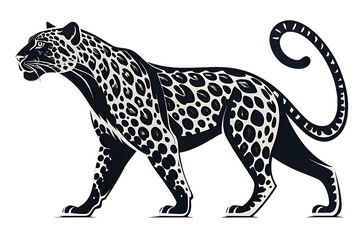 Majestic Leopard Illustration A Striking Black and White Design of a Powerful Big Cat