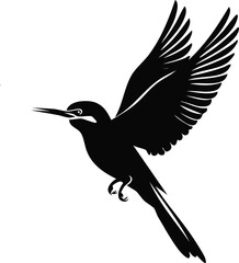Elegant Birds Silhouette Vector EPS Downloadable Bee-eater Bird in Flight Silhouette, Perfect for Design Projects