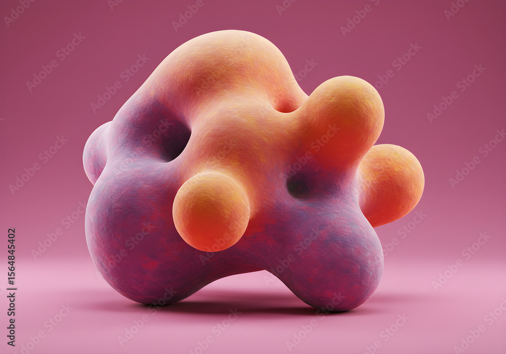 Fototapete abstract blob shape with textured surface on pink background | modern art design element for creativ