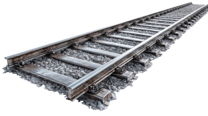  Ultra-Realistic Railway Track with Metal Texture on Transparent Background