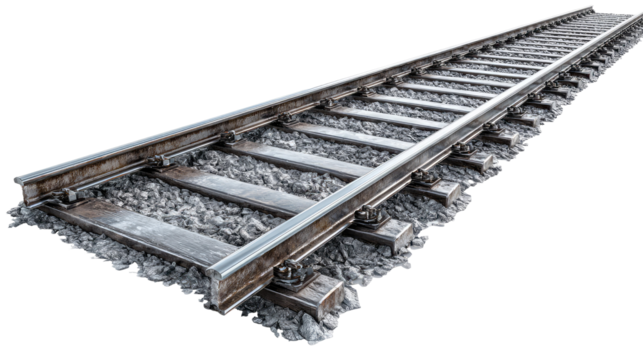  Ultra-Realistic Railway Track with Metal Texture on Transparent Background