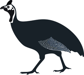Elegant Guineafowl Silhouette Birds Vector EPS Illustration, Spotted Body Texture Implied