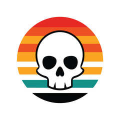 Skull Silhouette on Stylized Sunset Background