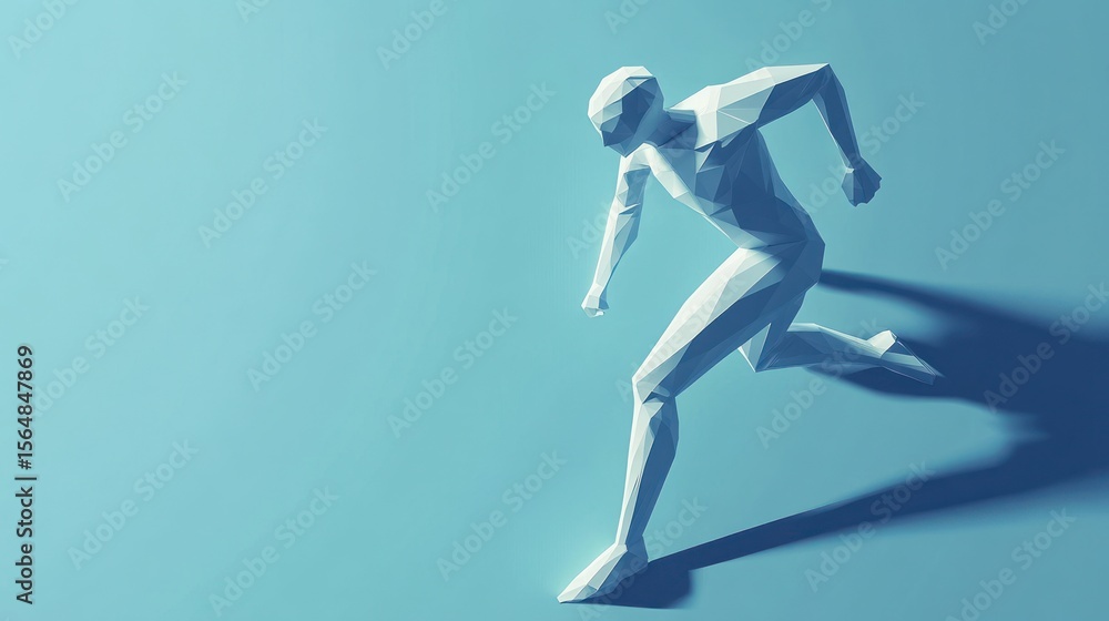 Aufkleber abstract figure in motion. a stylized, low-poly representation of a person running. geometric shapes