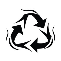 Obraz premium Stylized recycling symbol with arrows in black silhouette vector illustration