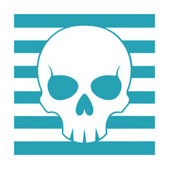 Cracked Skull Silhouette on Retro Striped Background