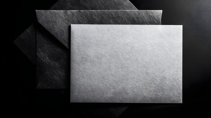 Black and white envelopes with a postage stamp on a dark background, styled elegantly.
Concept: Modern postal design reflecting communication, secrecy, and luxury minimalism.