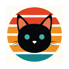 Cat Silhouette with Pointed Ears on Sunset