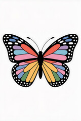 Colorful butterfly with rainbow wings.
