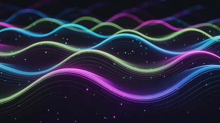 Abstract waves of vibrant light, digital data.
