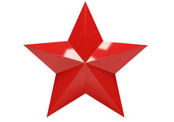 Obraz premium A glossy red fivepointed star isolated on transparent background, rendered in 3d
