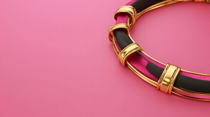 Abstract Pink Gold Black Circular Frame Design