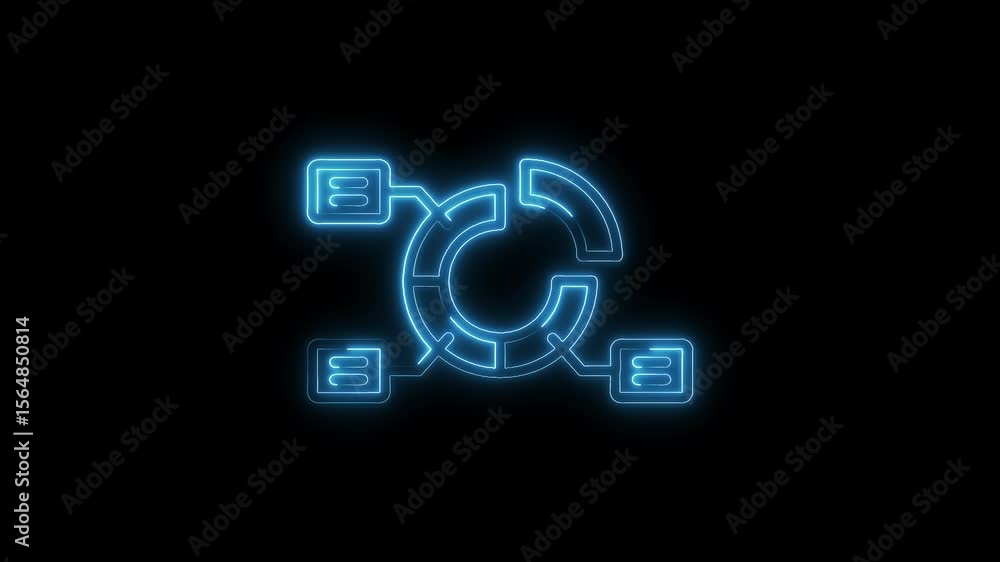 Aufkleber glowing blue network diagram animation with connecting nodes on black background