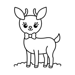 coloring page of a cute deer with big eyes.